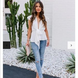 Vici Veronica Peplum Tie Blouse Off White